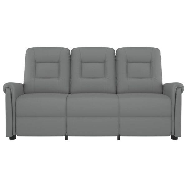 vidaXL Sillón reclinable de masaje de 3 plazas cuero sintético gris