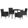 vidaXL Set de muebles jard&iacute;n 5 pzas con cojines rat&aacute;n sint&eacute;tico negro