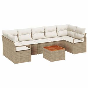 vidaXL Conjunto de sof&aacute;s de jard&iacute;n 8 pcs Beige rat&aacute;n sint&eacute;tico
