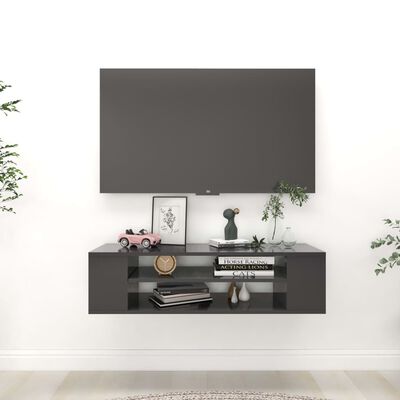 vidaXL Mueble de TV colgante madera contrachapada gris 100x30x26,5 cm