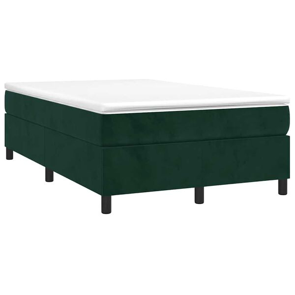 vidaXL Cama box spring con colch&oacute;n terciopelo verde oscuro 120x200 cm