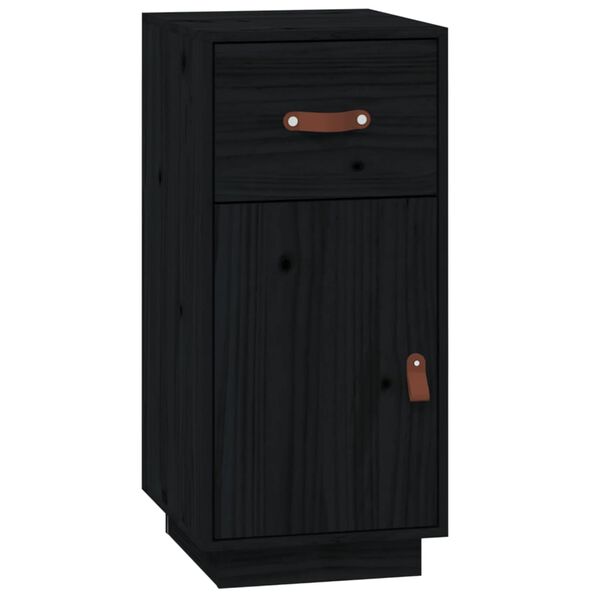vidaXL Aparador de madera maciza de pino negro 34x40x75 cm