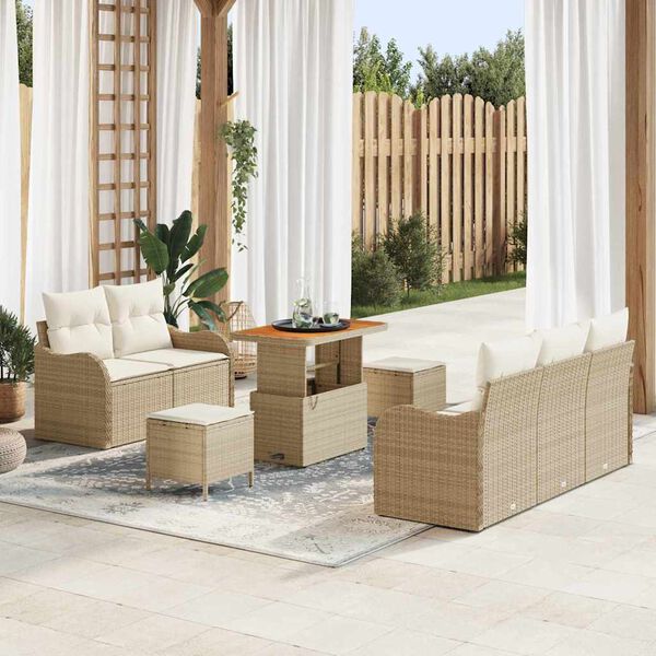 vidaXL Conjunto de sof&aacute; de jard&iacute;n con coj&iacute;n 8 pcs Beige y Crema