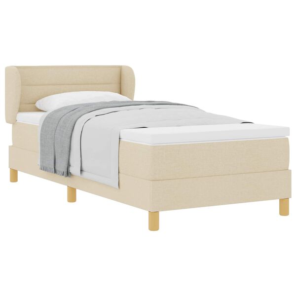 vidaXL Cama tipo Box Spring con colch&oacute;n Crema 90 x 190 cm tela