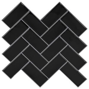 vidaXL Azulejo en espiga 10 uds. Negro 30 x 30 cm Poliuretano y PET