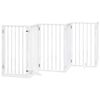 vidaXL Puerta para perros con puerta plegable de 6 paneles, blanca, 300 cm, madera de &aacute;lamo