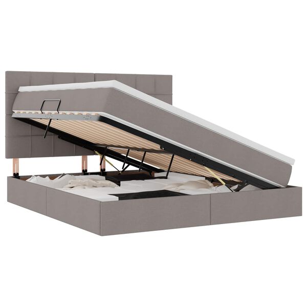 vidaXL Cama con almacenamiento y LED Taup&eacute; 180 x 200 cm Poli&eacute;ster
