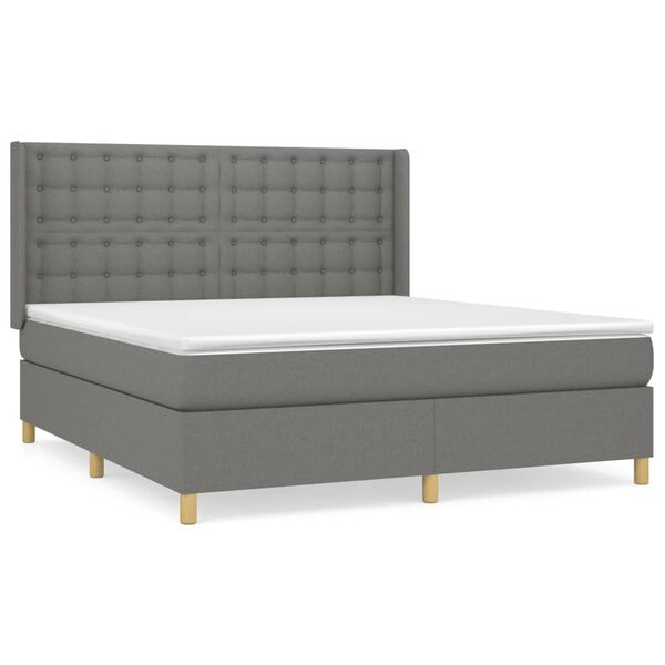 vidaXL Cama box spring con colch&oacute;n tela gris oscuro 160x200 cm