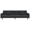 vidaXL Sof&aacute; cama de 2 plazas con dos almohadas terciopelo negro