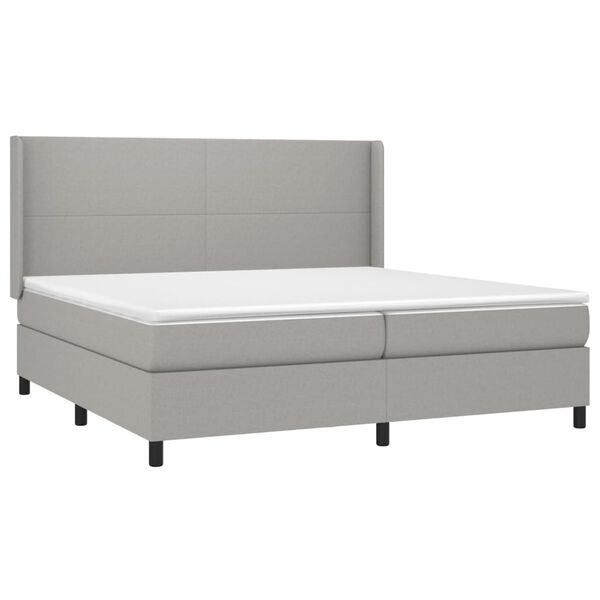 vidaXL Cama box spring con colch&oacute;n tela gris claro 200x200 cm
