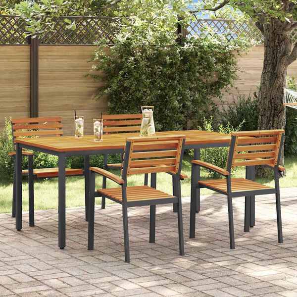 vidaXL Conjunto de Comedor de Jard&iacute;n 5 pcs Negro