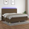 vidaXL Cama box spring colch&oacute;n luces LED tela marr&oacute;n oscuro 200x200 cm