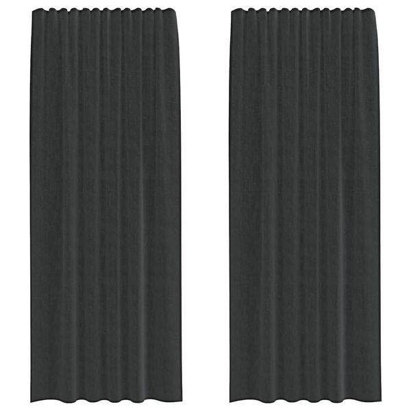 vidaXL Cortinas de gasa con bolsillos para varillas 2 uds. negro