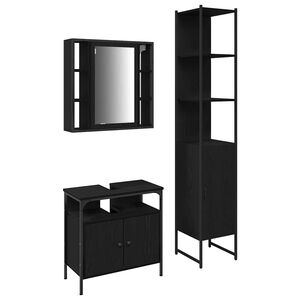 vidaXL Juego de muebles de ba&ntilde;o 3 uds. Roble Negro 33 x 33 x 185,5 cm