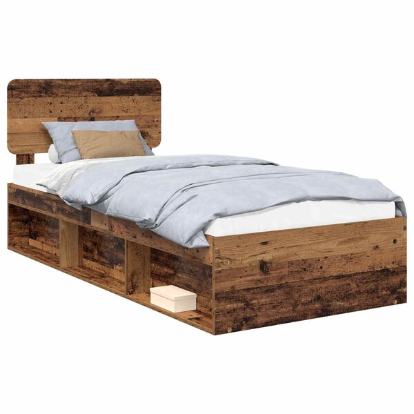 vidaXL Estructura de cama con cabecera Madera vieja 100 x 200 cm
