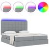 vidaXL Cama con tira de luces LED Gris Claro 180 x 200 cm tela