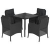 vidaXL Set de muebles jard&iacute;n 5 pzas con cojines rat&aacute;n sint&eacute;tico negro