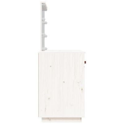 vidaXL Mesa tocador con LED madera maciza pino blanco 95x50x133,5 cm