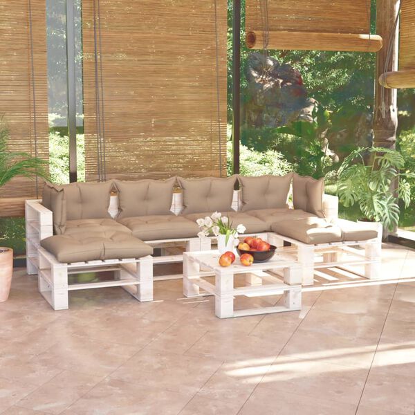 vidaXL Muebles de jard&iacute;n de palets 7 pzas y cojines madera de pino