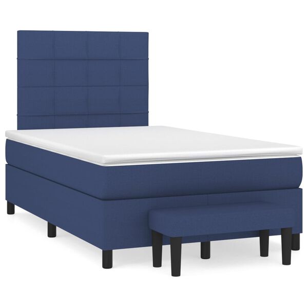 vidaXL Cama box spring con colch&oacute;n tela azul 120x200 cm
