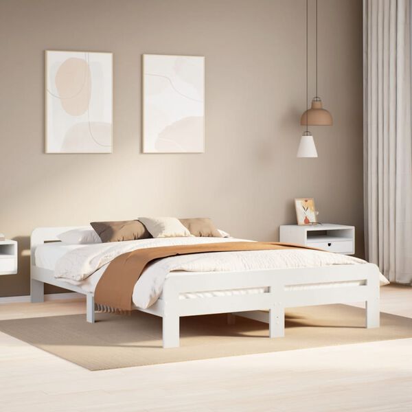 vidaXL Estructura de cama sin colch&oacute;n madera maciza de pino 160x200 cm
