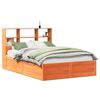 vidaXL Cama sin colch&oacute;n madera maciza pino marr&oacute;n cera 150x200 cm