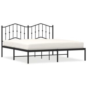 vidaXL Estructura cama sin colch&oacute;n con cabecero metal negro 180x200 cm