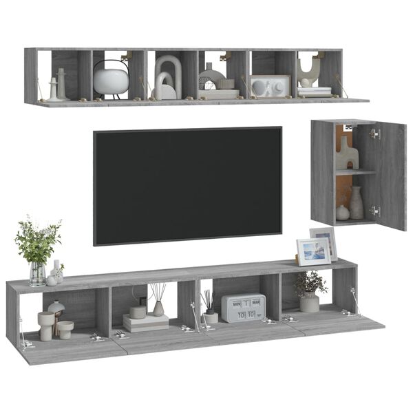 vidaXL Set de muebles para TV 6 pzas madera contrachapada gris Sonoma