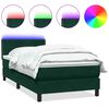 vidaXL Cama box spring con colch&oacute;n y LED terciopelo verde oscuro 90x210 cm