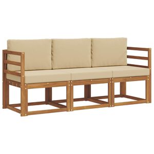 vidaXL Conjunto de sof&aacute;s de exterior 3 uds. Natural y Beige