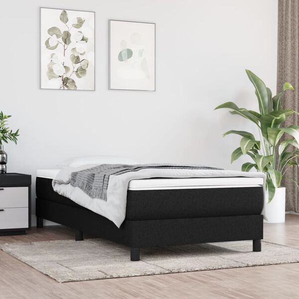 vidaXL Cama box spring con colch&oacute;n tela negro 90x190 cm