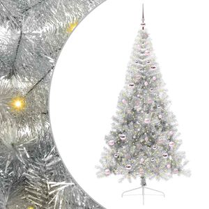 vidaXL &Aacute;rbol de Navidad Artificial Preiluminado Plateado 210 cm PET