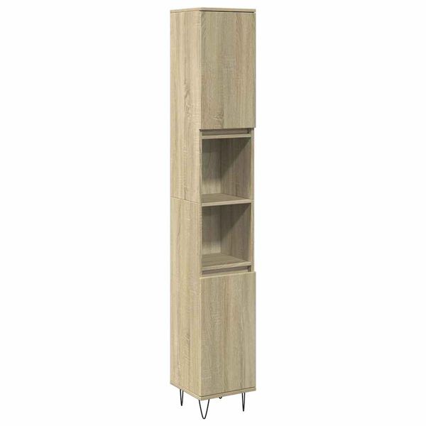 vidaXL Set de muebles de ba&ntilde;o 3 pzas madera contrachapada roble Sonoma