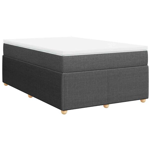 vidaXL Cama box spring con colch&oacute;n tela gris oscuro 120x200 cm