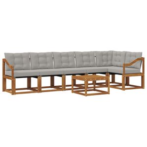 vidaXL Conjunto de sof&aacute;s de exterior 7 pcs Gris Natural y Claro