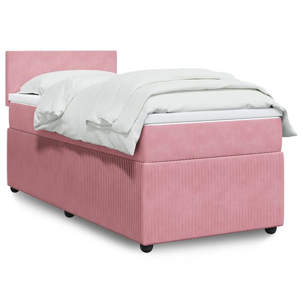 vidaXL Cama box spring con colch&oacute;n terciopelo rosa 90x190 cm