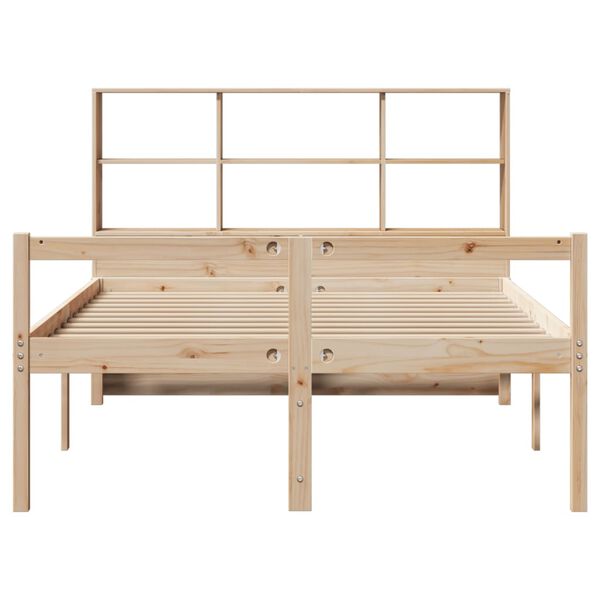 vidaXL Cama con estanter&iacute;a sin colch&oacute;n madera maciza de pino 140x190cm