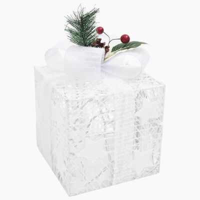 vidaXL Caja regalo decorativa Navidad 3 pzas blanca exterior/interior