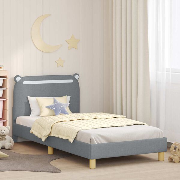 vidaXL Cama para niños con cabecero Gris Claro 90 x 190 cm tela