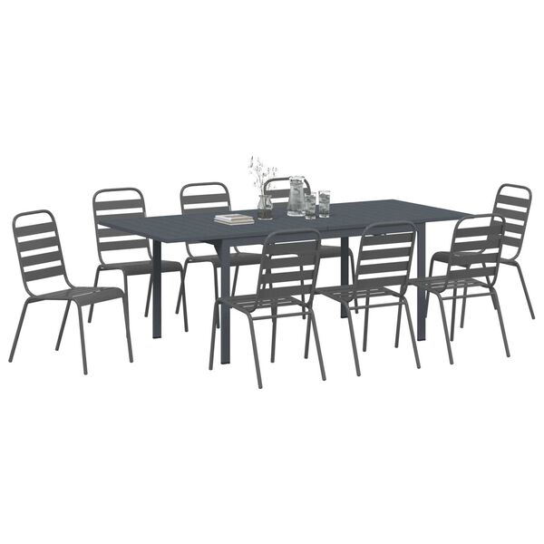 vidaXL Conjunto de Comedor de Jardín 9 pcs Antracita Acero