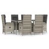 vidaXL Set comedor jard&iacute;n 7 pzas y cojines rat&aacute;n sint&eacute;tico gris