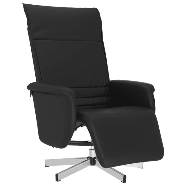 vidaXL Sill&oacute;n reclinable con reposapi&eacute;s cuero sint&eacute;tico negro