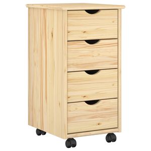 vidaXL Gabinete rodante 34 x 39 x 65,5 cm Madera de Pino Macizo Marr&oacute;n