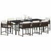 vidaXL Conjunto de Comedor de Jard&iacute;n 9 pcs Marr&oacute;n rat&aacute;n sint&eacute;tico