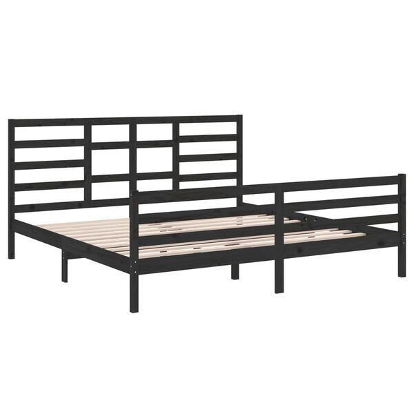 vidaXL Estructura de cama sin colch&oacute;n madera maciza negro 200x200 cm