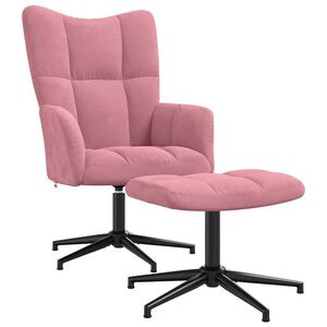 vidaXL Sill&oacute;n de relax con taburete terciopelo rosa