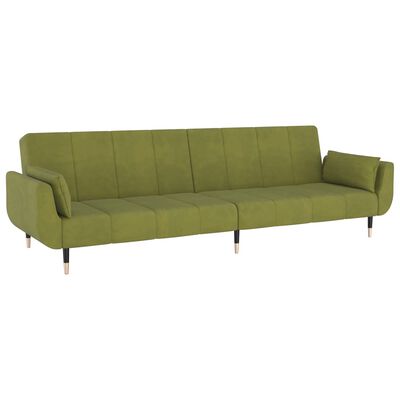 vidaXL Sofá cama de 2 plazas con dos cojines terciopelo verde claro