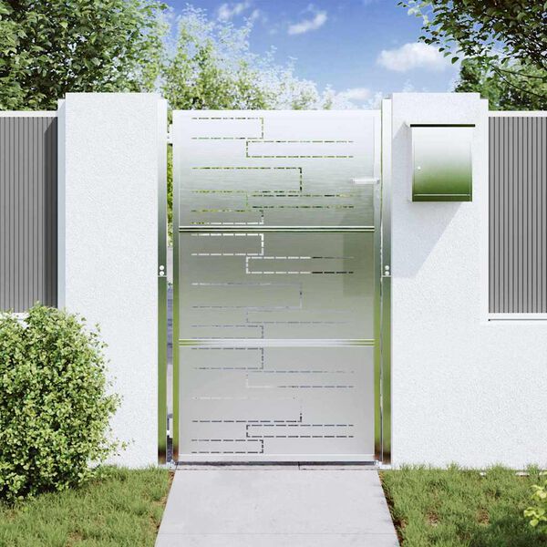 vidaXL Puerta de jard&iacute;n Plateado 100 x 150 cm Acero inoxidable