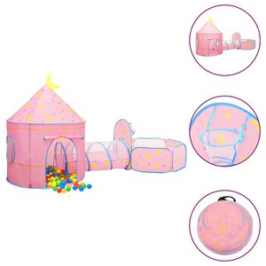 vidaXL Tienda de juegos para ni&ntilde;os con 250 bolas rosa 301x120x128 cm
