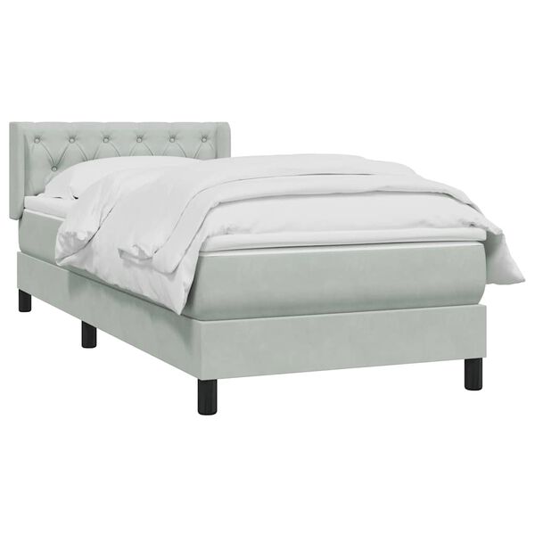 vidaXL Cama box spring con colch&oacute;n terciopelo gris claro 80x220 cm